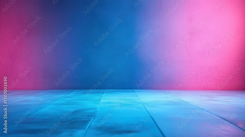 Poster this vibrant image features an abstract wall with a gradient of pink and blue hues, creating a dynam