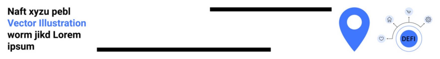 Obraz premium Geolocation marker beside a circular network diagram with connected nodes and an AI reference. Ideal for maps, navigation, technology, networking, connectivity, AI, and simple landing page