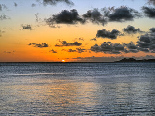 Sunset off Bonaire in Caribbean