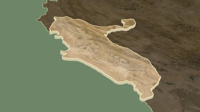 Ilam, Iran, extruded. Satellite map