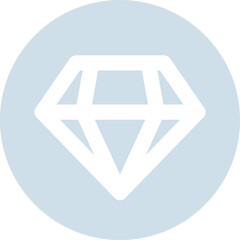 White Diamond Icon on Light Blue Circle