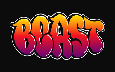 A colorful graffiti design spells out the word Beast against a black background, vibrant vector art.