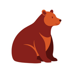 Stylized illustration of a brown bear sitting in a simplistic flat design on white background