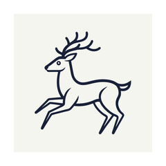 Obraz premium Elegant minimalist linear illustration of a jumping deer in a modern geometric style
