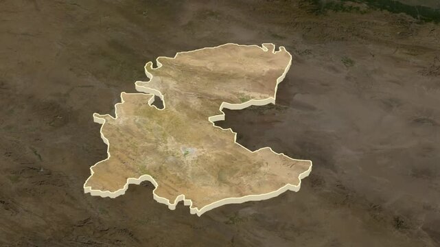 Markazi, Iran, extruded. Satellite map