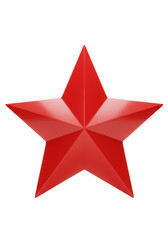 Obraz premium 3D Render of a Metallic Red Star with Glossy Geometric Design Isolated