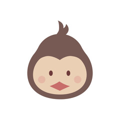 Funny muzzle of penguin kid. A head of cute cartoon animal isolated on white. Vector illustration for children in a flat style.