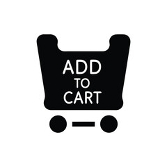 Isolated Add to Cart Icon, Black and White Shopping Basket Symbol, Clean Design