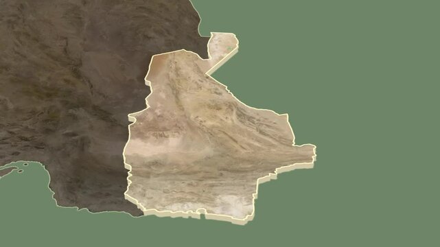 Sistan and Baluchestan, Iran, extruded. Satellite map