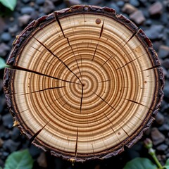 Naklejka premium a tree stump with a unique wood grain pattern
