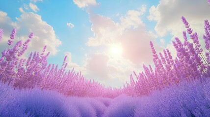 A large and beautiful flower garden with blue skies and beautiful clouds 