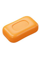 3D Render of Orange Soap Bar for Personal Hygiene on Transparent BG