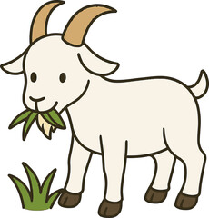 Goat eat the grass ilustration