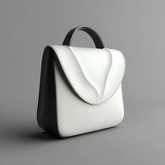 White bag on a grey background with a tilted position