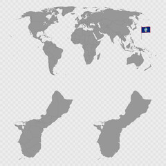 Guam Map Set with World Location.