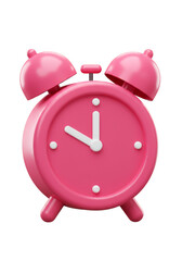 3d Render Pink Alarm Clock Time Reminders Cartoon Style Transparent