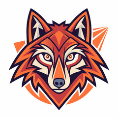 Fototapeta premium Stylized Fox Head Mascot Logo Design with Geometric Background Elements