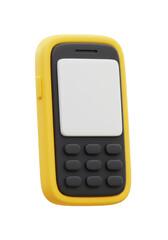 3d Render Telephone Mobile Phone Yellow Device With Transparent BG