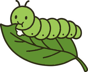 Caterpillar eat the leaf ilustration