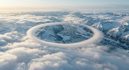 Mountain Range with Circling Cloud