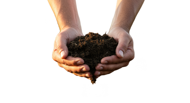 Isolated Hands Holding Pile Of Dark Soil Earth Agriculture Transparent