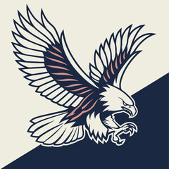 Obraz premium Stylized Eagle Illustration in Flight with Bold Colors and Clean Lines