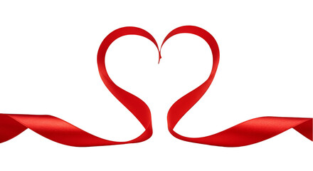 Isolated Heart Decoration Ribbon Red in Transparent Background PNG