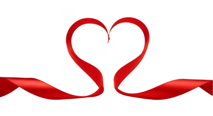 Isolated Heart Decoration Ribbon Red in Transparent Background PNG