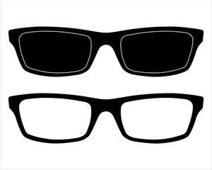 Fototapeta premium Fashionable glasses frame, eyeglasses silhouette. Eyeglasses flat icon for app or website. Vector illustration of hipster style glasses. Set of Different glasses frames