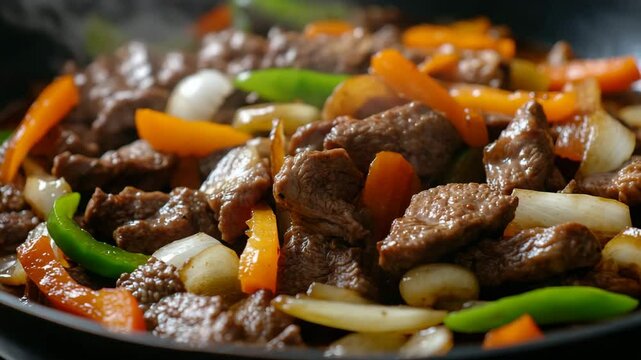 stir fried vegetables and meat beef