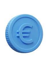 Obraz premium 3D Rendering Blue Euro Coin Isolated Transparent Background