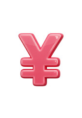 Obraz premium Isolated Illustration Of Glossy Pink Yen Symbol On Transparent Background