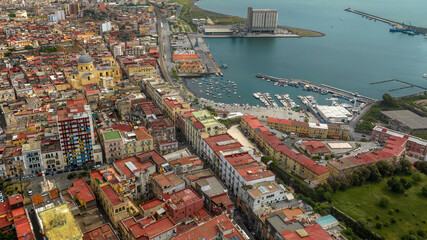 Obraz premium Aerial view of the port of Torre Annunziata. This city is located in the province of Naples, Campania, Italy.