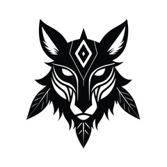 Decorative Tribal Face Icon Silhouette.