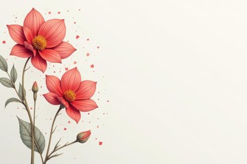 Naklejka premium Delicate line art flowers forming squares, minimalist style , botanical, vector, decorative