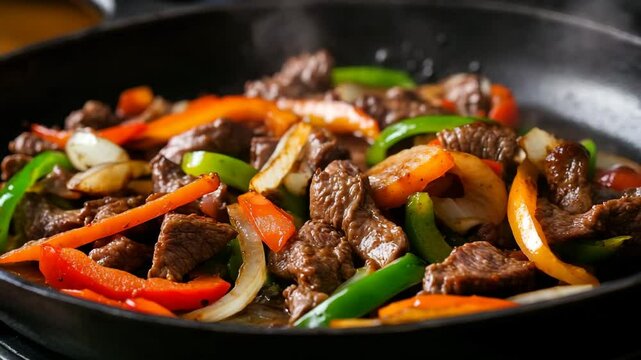 stir fried vegetables and meat beef