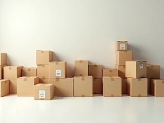 Streamlined Shipping: A Neat Row of Cardboard Boxes Ready for Delivery