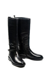 black leather boots isolated