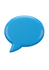 3d Rendering of Glossy Blue Speech Bubble Isolated on Transparent
