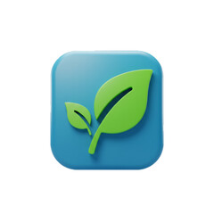 Obraz premium Leaf icon on blue background, symbolizing eco-friendly living