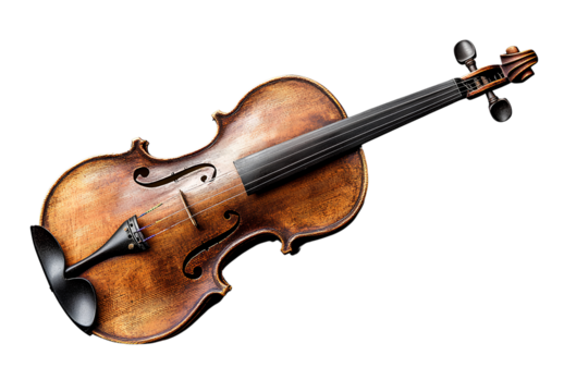 The winner of the Zhangzhou competition, a musical instrument, the violin, is isolated on a transparent background.