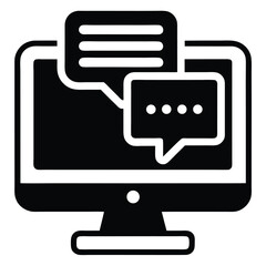 Modern computer icon with chat messages, representing online communication
