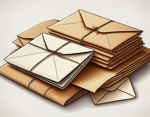 paper mail envelopes on a white background generative ai