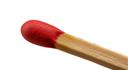 Isolated Macro Shot of a Red Tipped Wooden Matchstick On Transparent Background