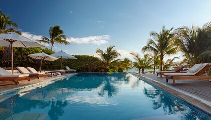 luxury summer relaxation by a poolside fashion photography outdoor resort serene atmosphere close up view
