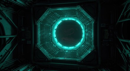 Octagon Portal with Ring Light in Space