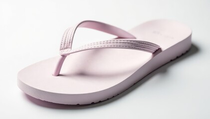 Single white flip-flop on pure white background, close-up detail , color, fashion, isolated