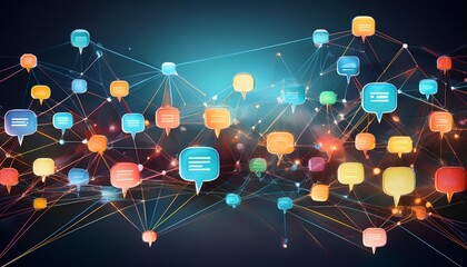 abstract image depicting connected speech bubbles representing online communication