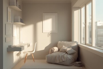 Cozy and Minimalist Workspace with Sunlight in Modern Indoor Setting