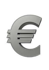 Obraz premium 3d Rendering of Silver Euro Currency Symbol on Transparent Background